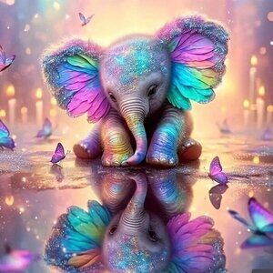Reflection Elephant 5D Diamond Painting Kit #31